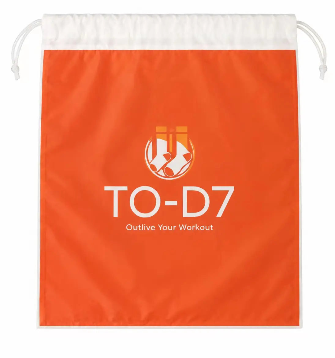 Orange and white T0-D7 drawstring pouch